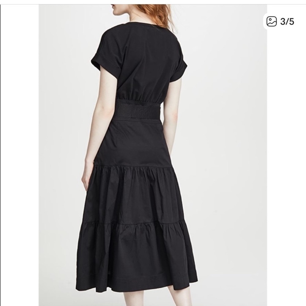 VERONICA BEARD mixed media midi dress black side zipper size Large - Picture 6 of 13